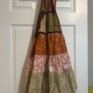 Bohemian Patchwork Halter Dress